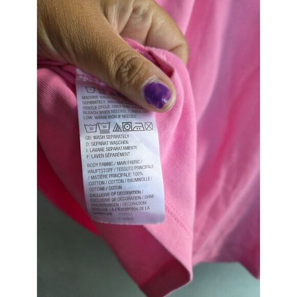 Quacker Factory Pink w/Green Leaf EmbroideryV-Neck 100% Cotton Blouse sz 1X - Picture 6 of 6